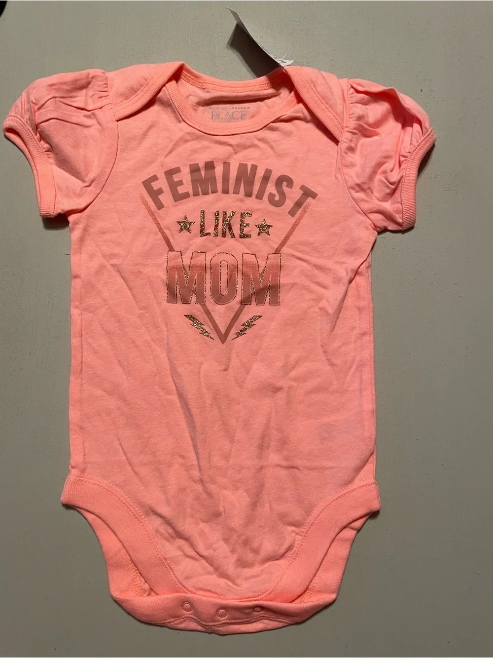 The Children's Place Pink Feminist Like Mom Graphic One-Piece NWT 6/9mon